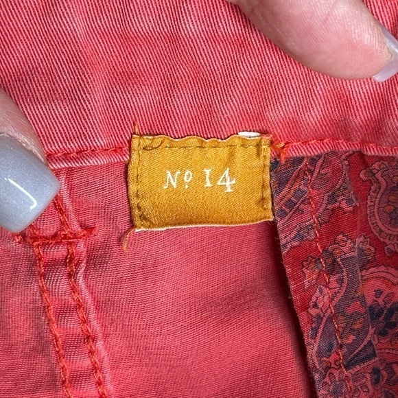 Anthropologie Pilcro & The Letterpress Coral Pink A-Line Button Down Skirt Sz 14 - Picture 14 of 15